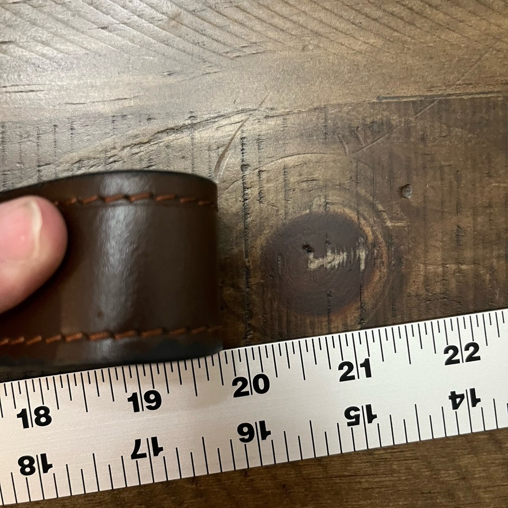 FOSSIL Belt Men's 36 Brown Burnished Brown Leather Brushed Silver Buckle - Picture 5 of 5